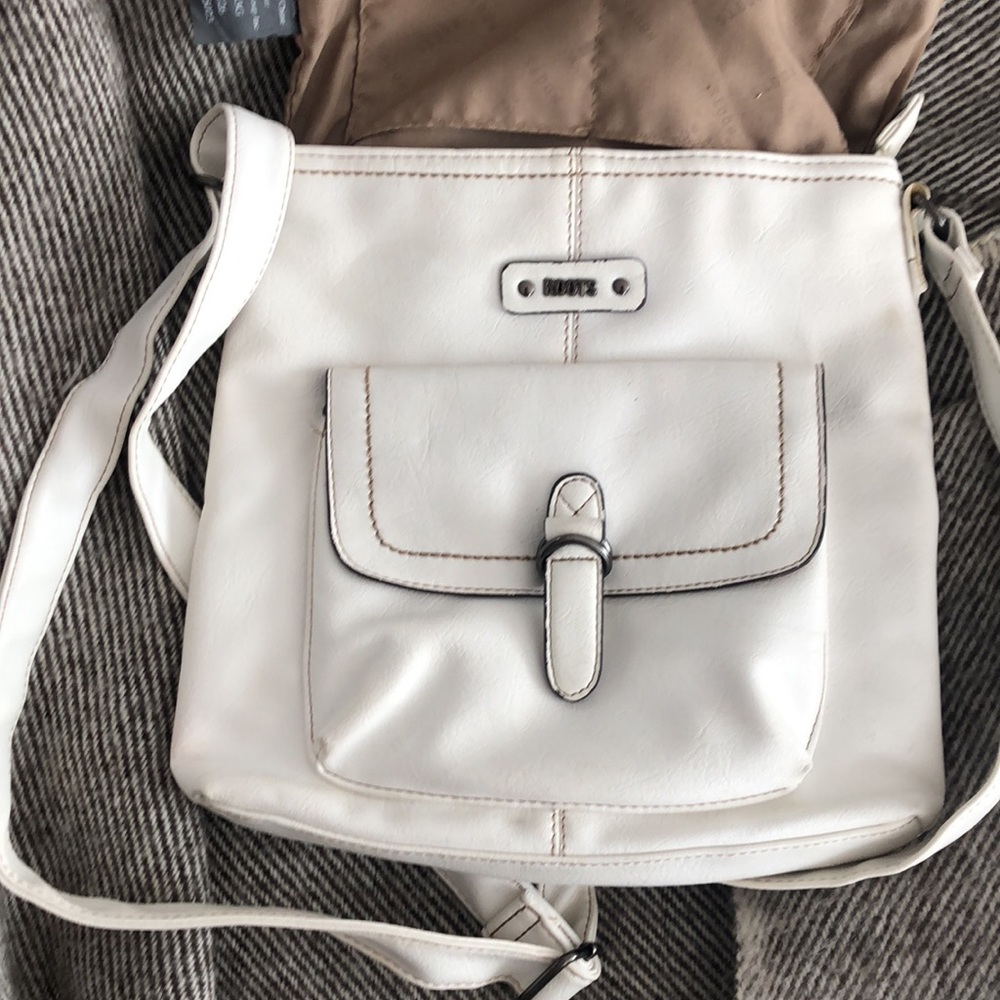 Roots White Vegan Leather Crossbody Bag